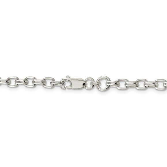 4.4mm, Sterling Silver Oval Solid Rolo Chain Necklace, 16 Inch